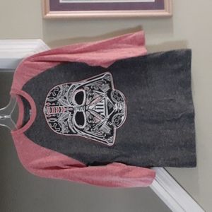 STAR WARS Darth Vader Day of the Dead Long Sleeve Tee Top S